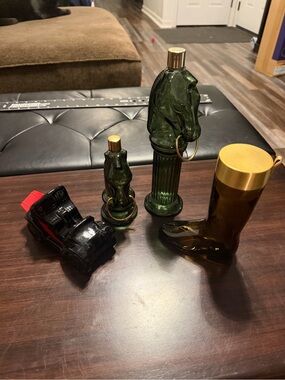 Vintage Avon Figural Cologne Decanter Lot of 4 Horse Head Boot Train